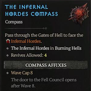 Infernal Hordes Compass (Wave Cap 8) - Torment IV